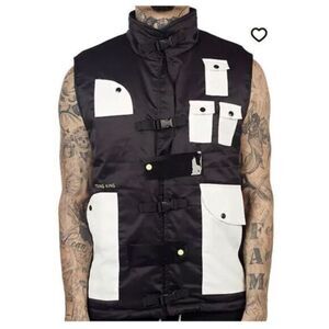 NWT The Hideout Clothing Men’s Black White YK Tech Puffer Vest - Size 2XL